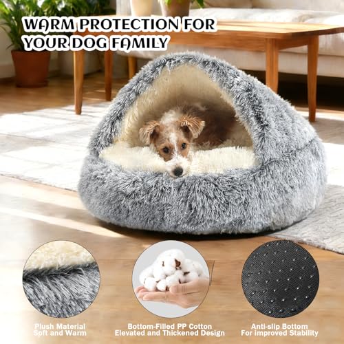 Hooded Donut Bed (Gradient Dark grey / Small 19.6'')