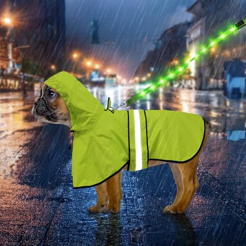 Dog Raincoat Waterproof Dog Rain Jacket with Leash Hole (Small / Green)