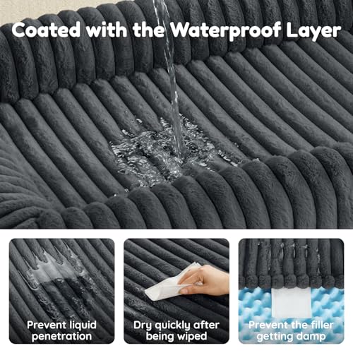 Faux Fur Orthopedic Dog Bolster Bed (Rectangular Dark Grey / M(30*24*7))