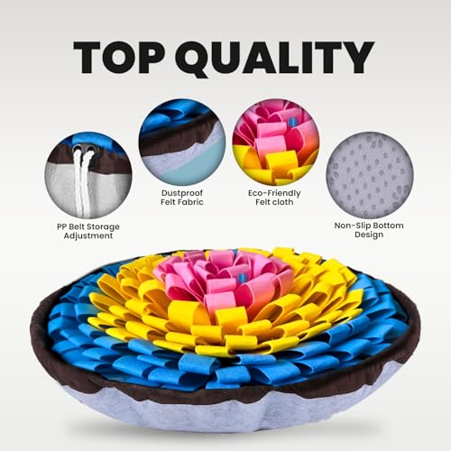 Adjustable Snuffle Mat Dog Puzzle Toy for Slow Feeding (Pink Yellow Blue)