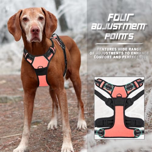 Dog Harness No Pull for Large Dogs Front Back Clips (Large(Chest:24.5-32.5") / Light Pink)