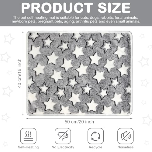 2 Pack Self Warming Cat Bed Self Heating Dog Pad Cat Warming Pad Thermal Pet Mat Washable Reflect Body Heat Removable Cover for Indoor Kittens Puppies Feral Pet (16 x 20 Inch)