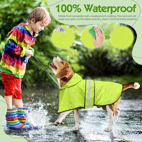 Dog Raincoat Waterproof Dog Rain Jacket with Leash Hole (Large / Green)