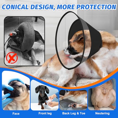 Dog Cone Collar with Soft Liner to Stop Licking (Black / 2XL(Depth: 12.2, Girth: 19-22))