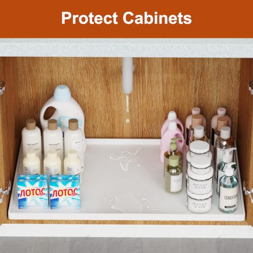 34" x 22" Extra Thick Silicone Mat Waterproof with Raised Edge (White / 34"L x 22"W)
