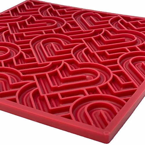 Love eMat Durable Lick Mat Feeder Made in USA from Non (Love Hearts Red / Large)