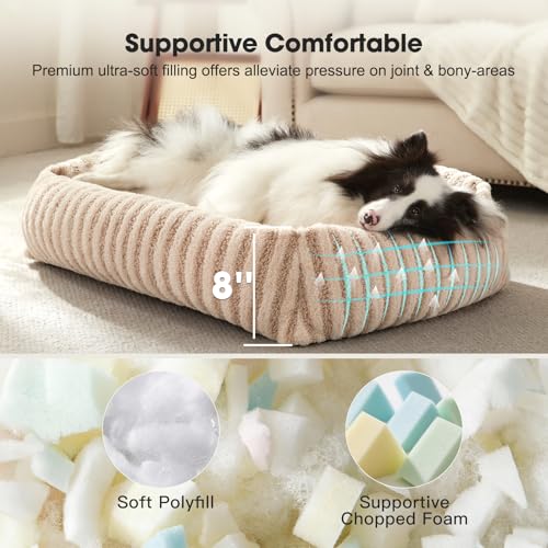 Dog Beds Large Sized Dogs (Beige / L(36"Lx27"Wx8"Th))
