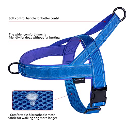 No Pull Dog Harness with Soft Padded Handle (XS / Blue)
