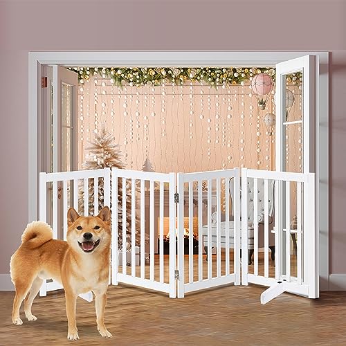 Wooden Free Standing Dog Gate 80" W x 30" H (White / 80"W x 30"H)