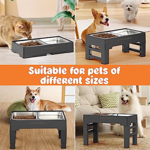 Raised Dog Bowls 4 Height Adjustable Elevated Bowl Stand (Carbon Black)