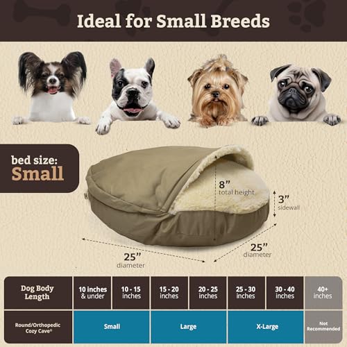 Cozy Cave Dog Bed (25.0"L x 25.0"W x 8.0"Th / Khaki)