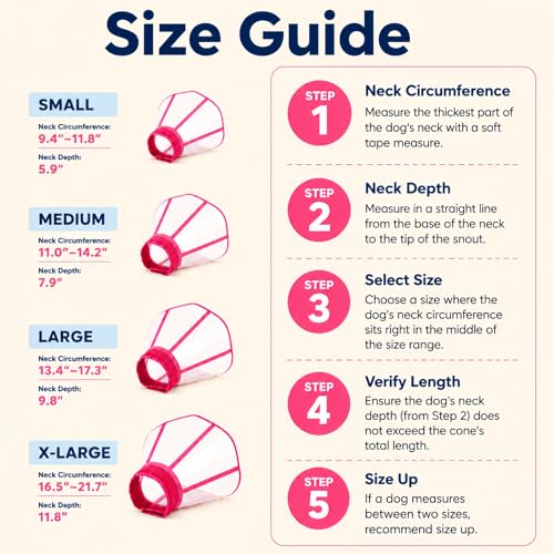 Soft Neck Pad Hard Plastic Dog Surgery Recovery Cone Collar for Large Dogs (Rosered / X-Large)