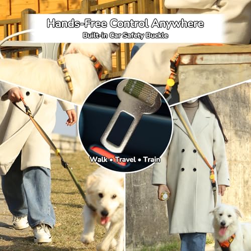Hands Free Dog Leash with Waist Belt for Running & Walking (Golden Olive)