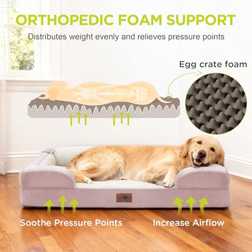 Waterproof Orthopedic Dog Bed for Extra Large Sized Dogs (45 x 35 x 9 in / Pink)