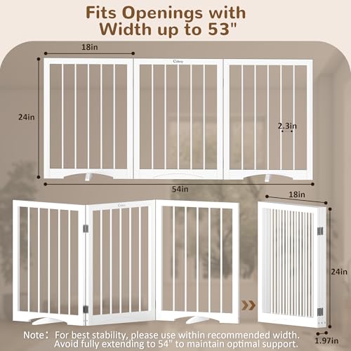 Free Standing Dog Gate Indoor (White / 3-Panel, 24"Tall)
