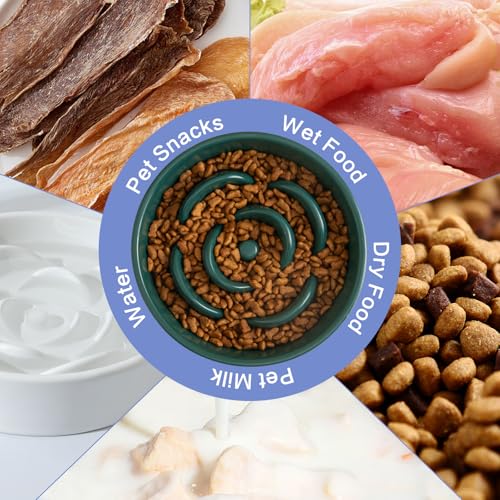 6'' Ceramic Slow Feeder Dog Bowls (6 inch / Green)