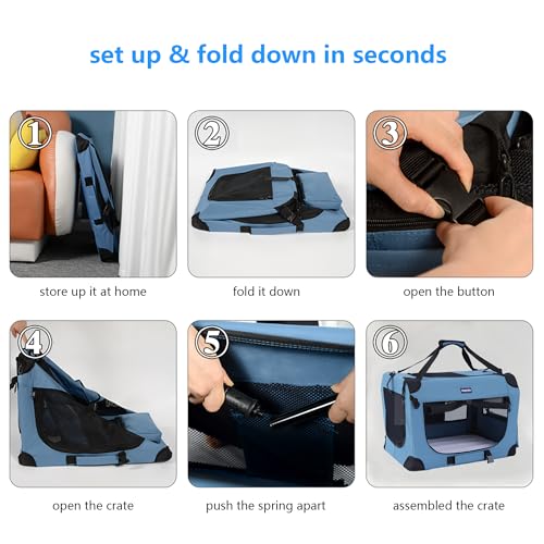 Portable Collapsible Dog Crate (Blue / 24.0"L x 17.0"W x 17.0"H)