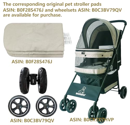 4 Wheel Dog Cat Pet Stroller Best Lightweight Foldable Compact Portable Jogger All Terrain Travel Pet Gear Puppy Doggie Bunny Kitty Stroller for up to 30lbs Medium Small Dogs Cats (Light khaki)
