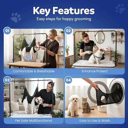 Premium Dog Grooming Arm with Clamp & Dog Grooming Hammock