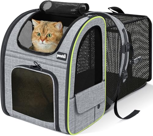Cat Backpack Expandable (Grey / 12.6"L x 10.2"W x 16.5"H)
