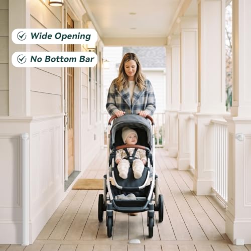 Retractable Baby Gates for Stairs (White / 34" Tall x 54" Wide)