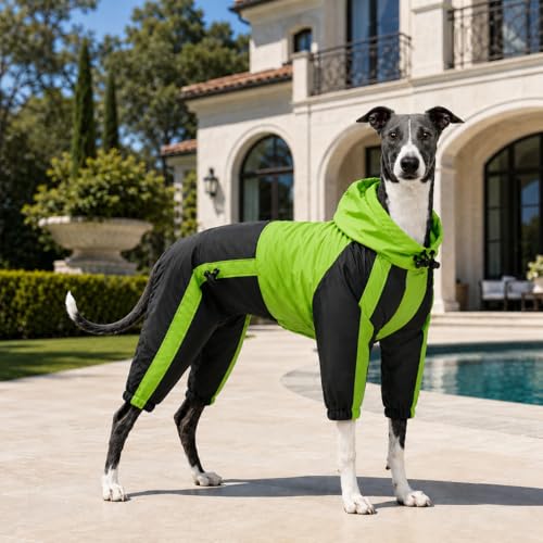 American Bully Pitbull Dog Hooded Raincoat (B-M (for Bulldog/Beefy dog) / Green)
