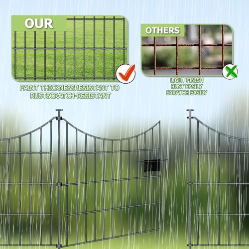 10‑Panel No‑Dig Garden Fence with Gate (10pc 20 ft(L) X 24 in(H) with Gate-Concave)