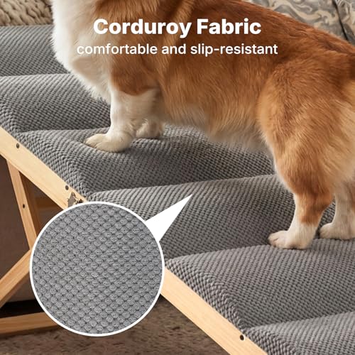 Dog Ramp for Bed Couch for Small to Large Dogs (Light Gray / 48" L x 17" W x 14.8"-24" H)