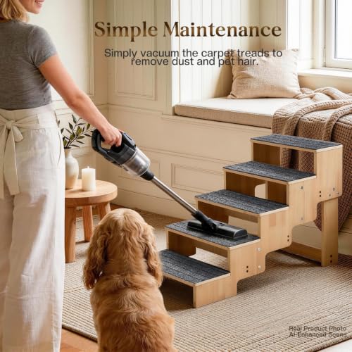 5 Step Wooden Dog Steps for Bed