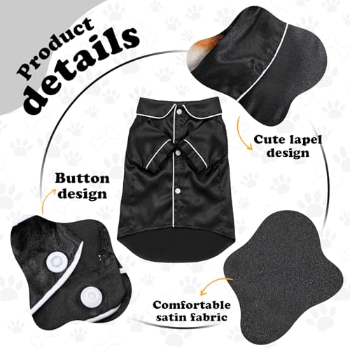 Dog Silk Pajamas Shirt Puppy Satin Pjs for Small Dog (M / Black)