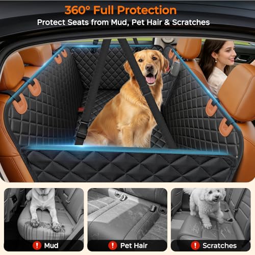 XL Dog Seat Cover for Full (Black with Orange / XL - 60" Length)