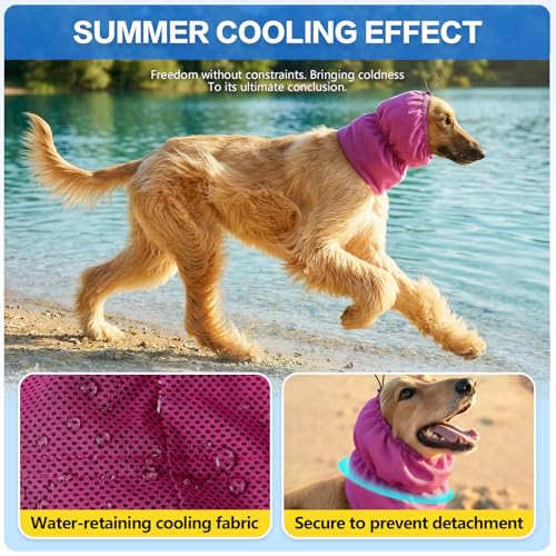 Breathable Dog Cooling Head & Neck Wrap (Rose Red / Large)