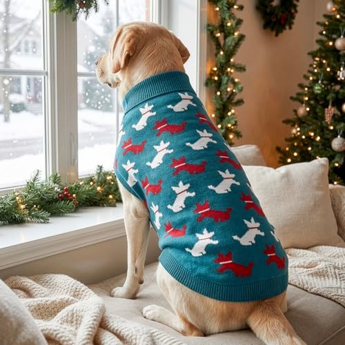 Cute Dog Sweater with Puppy Pattern Soft Dog Knitwear Thermal Puppy Doggie Clothes Breathable Pet Knitwear Cozzy Warm Pet Pullover Outfit for Small Medium Large Dogs XXL (XX-Large)