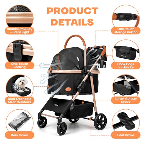 Dog Cat Stroller for Small (Black)