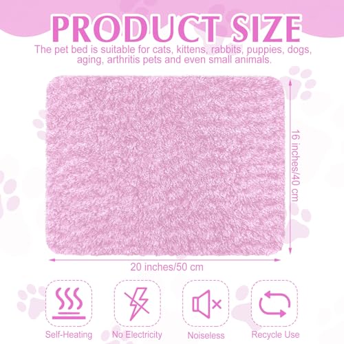 4 Pack Self Warming Cat Mat for Pets (16 x 20 Inch / Pink)