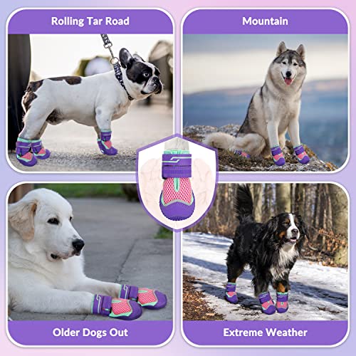 Dog Shoes for Large Small Medium Dogs (Purple / #2 (Width 1.8 inch) for 21-30 lbs)