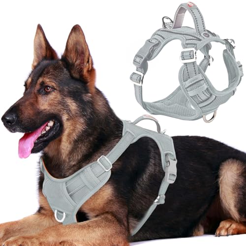 Dog Harness No Pull with ID Tag Pocket (X-Large(Chest:30-38”) / Grey)