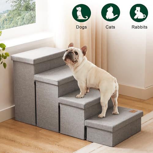 Dog Stairs for High Bed (Solid Grey / 37.4" X 17" X 21.3" H)
