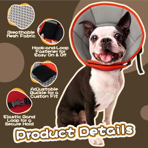 Dog Cone Collar Soft Cone for Medium Dogs After Surgery Adjustable Elizabethan Collar for Dogs to Stop Licking Wounds (Red / M(Neck Girth:11.02"-14.17"))