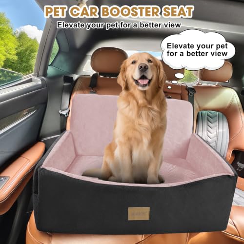 Dog Car Seat for Large Medium Sized Dogs Under 55 lbs (Black Pink / Medium/Large)