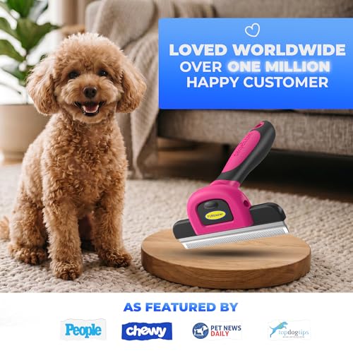 Stainless Steel Pet Deshedding Tool (Pink)