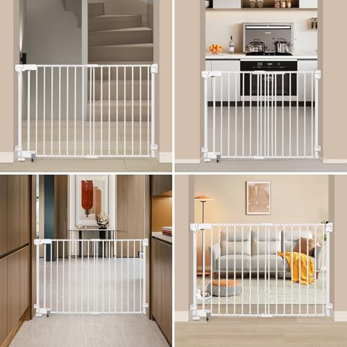No Bottom Bar Baby Gate (White / 37inch)