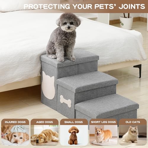 Dog Steps for High Bed (Grey / 3-Step)