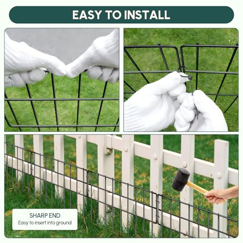 42.5ft (L) x 13in (H) Garden Fence Animal Barrier, 30 Panels No Dig Fence for Dogs, 1.35in Gap Rustproof Metal Decorative Garden Fencing, Anti Digging Barrier Ground Defense Border for Outdoor, Yard (Black / 30 panels, 42.5ft(L)×13in(H) Black)
