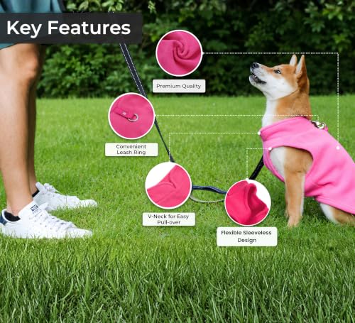 Dog Fleece Vest Sweater with Leash Ring (XL (17-25lbs) / Pink)