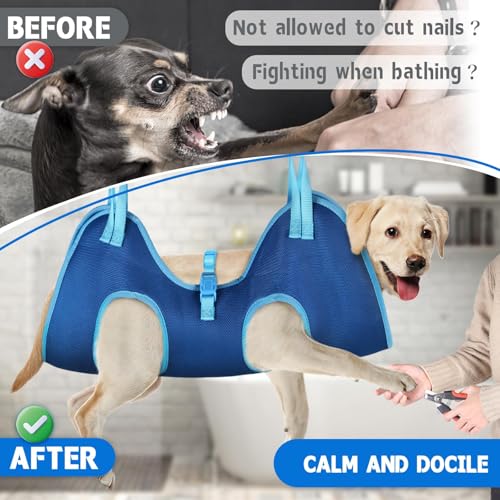 Cat Grooming Hammock (XS（ Legs Spacing：4.9”-10.5" / Max W：8-14LBS） / Blue)