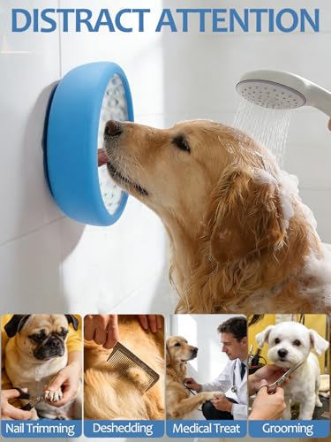 Dog Lick Bowl with Brush and Scraper (Light Blue / Small)