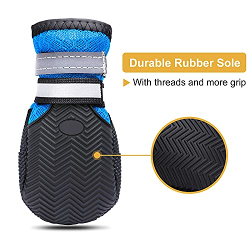 Breathable Dog Boots for Medium Large Dogs (Blue / S (Insole Width 2")for 25~30lb)