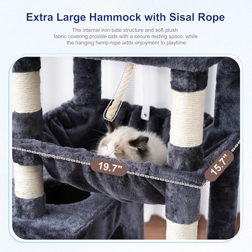 Cat Tree 63'' Cat Tower for Large Cats (63 inch / Smoky gray)