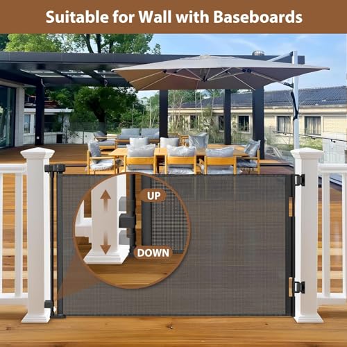 Weatherproof 72" Wide Outdoor Retractable Baby Gates (Black / 35" X 72")